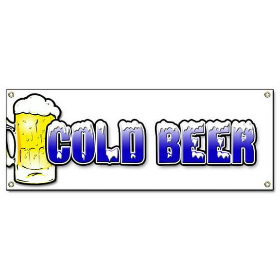 COLD BEER BANNER SIGN ice drink cart stand sign signs