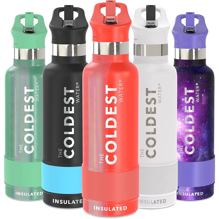 The Coldest Water The Coldest Kids Stainless Steel Water Bottle & Top Straw Lid 2.0- Black 12 oz