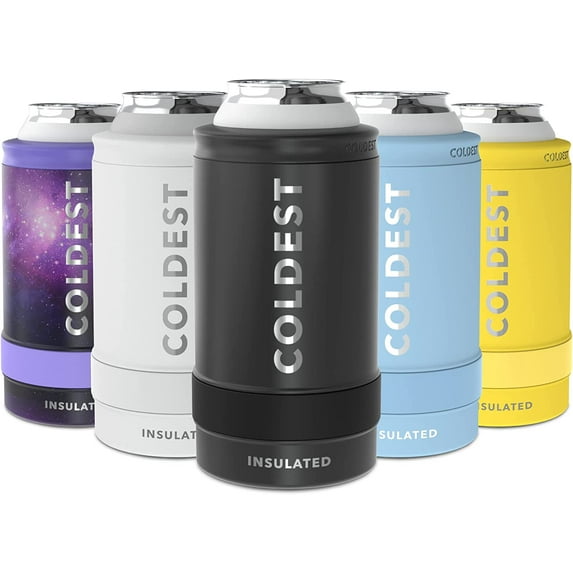 COLDEST Skinny Can Cooler - 12oz Slim Beer, Hard Seltzer, Energy Drink, Vacuum Insulated Stainless Steel Drink Sleeve Holder