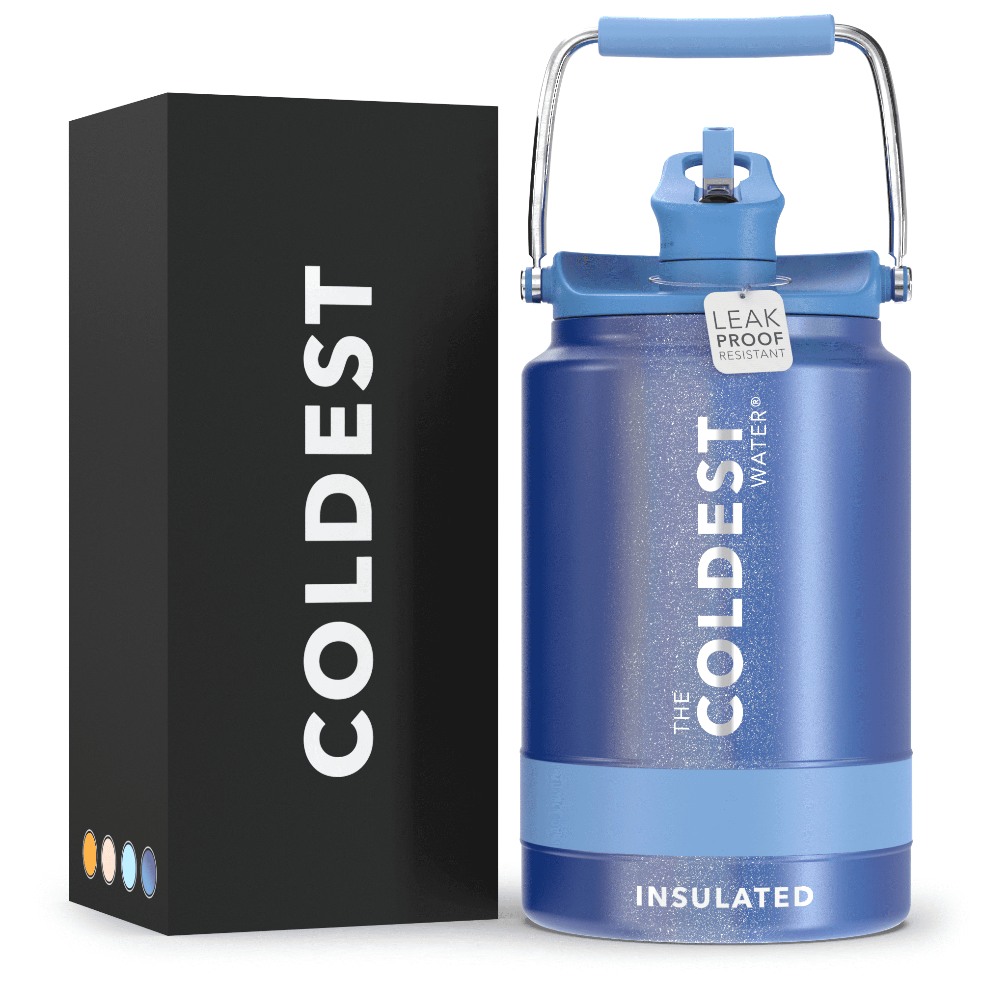 COLDEST Sports Water Bottle 128 oz/One Gallon (Straw Lid), Leak Proof, Vacuum Insulated
