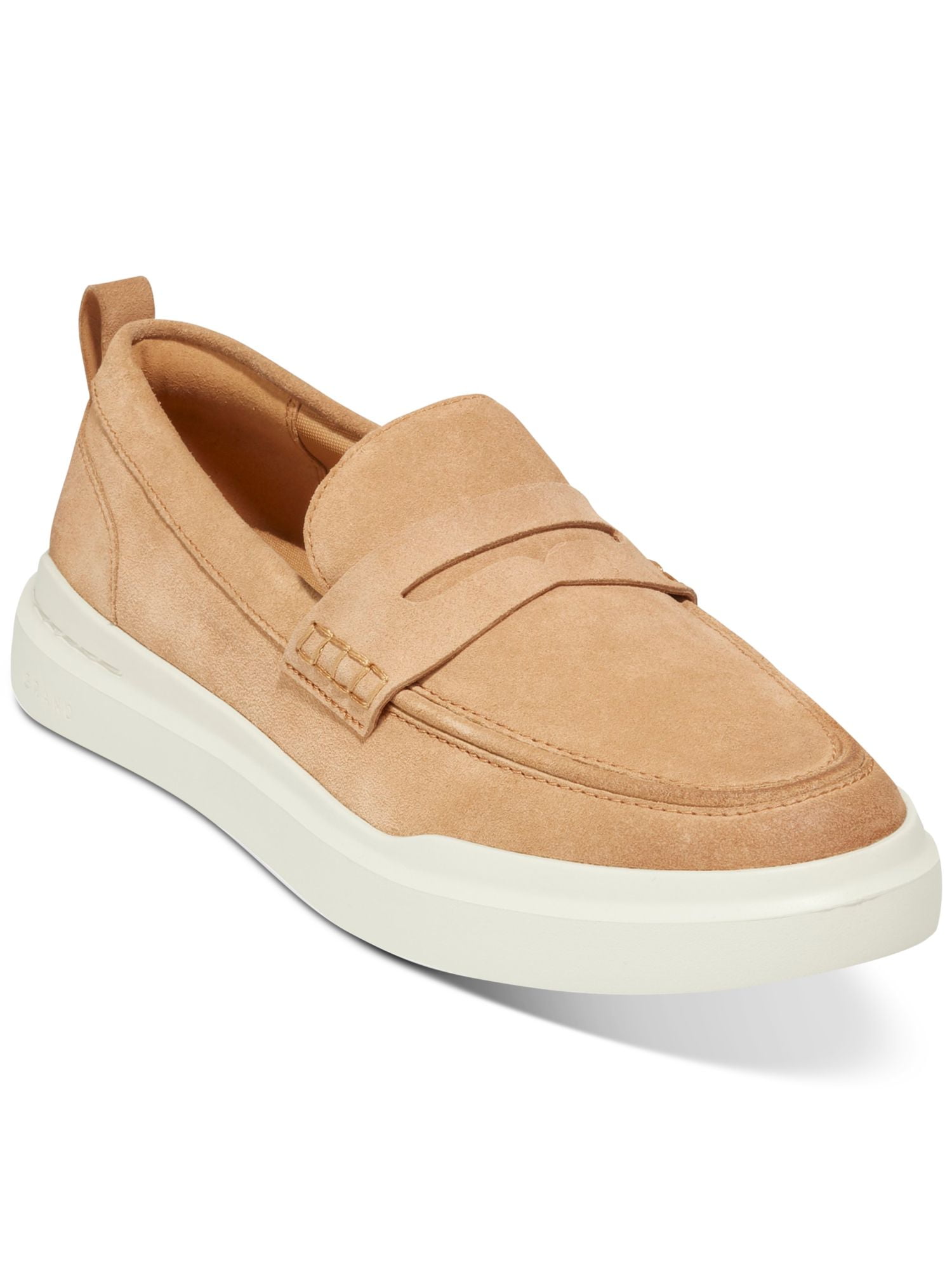 COLE HAAN Mens Beige Penny Keeper Back Pull Tab Padded Grandpro Rally Round Toe Slip On Leather Loafers Shoes 8 M