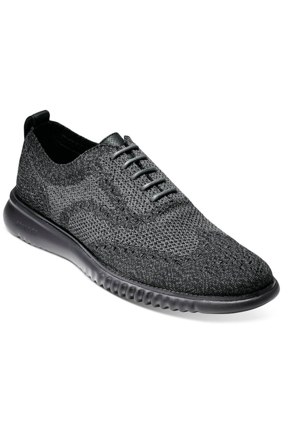 Mens Black Colorblock Knit Back Pull-Tab Padded 2.zer?grand Wingtip Toe Wedge Lace-Up Oxford Shoes 10 M