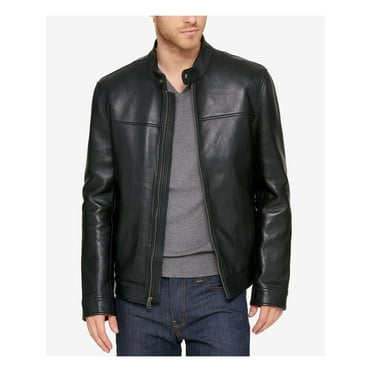 COLE HAAN Mens Black Motorcycle Jacket XL