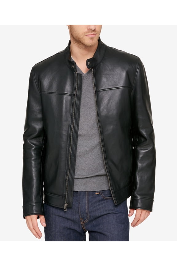 Mens Black Motorcycle Jacket XL