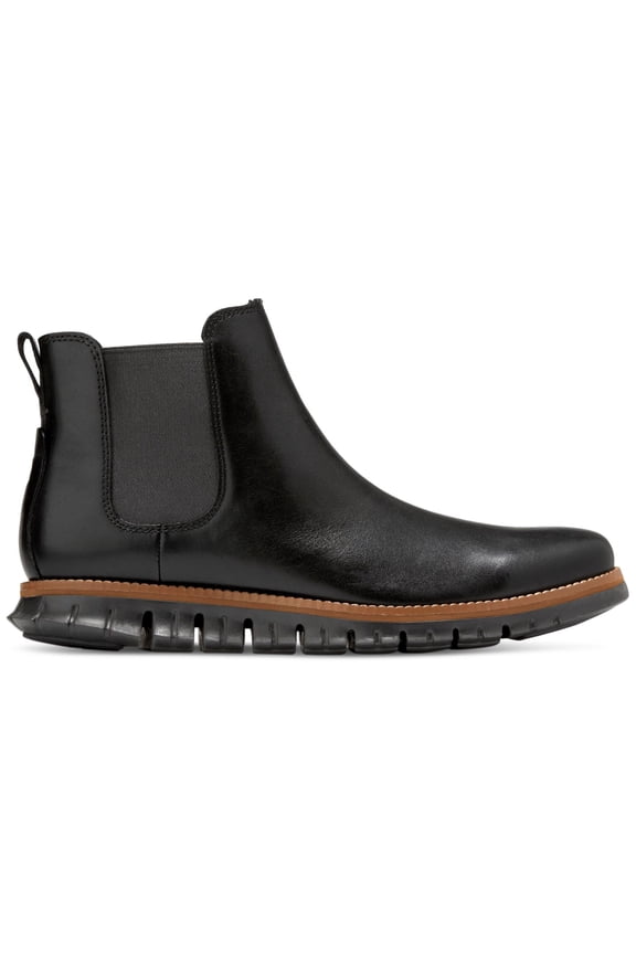 Mens Black Pull Tab Waterproof Goring Zerogrand Round Toe Platform Chelsea 10 M