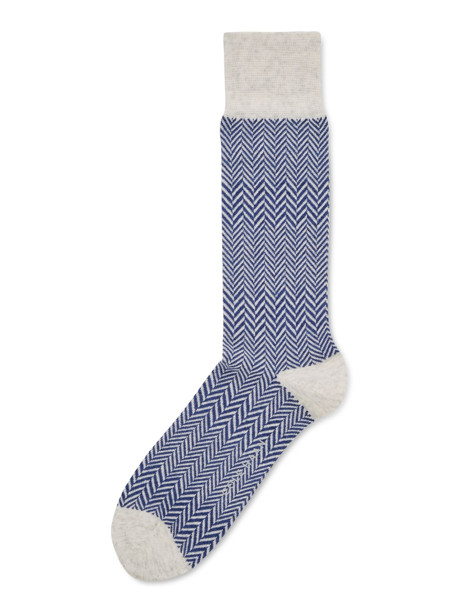 COLE HAAN Mens Blue Patterned Seamless Toe Dress Crew Socks 7-12