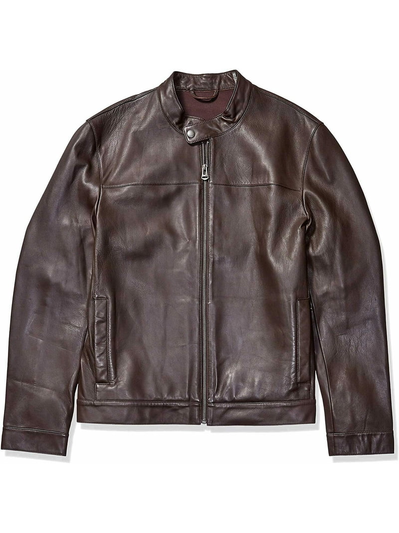COLE HAAN Mens Brown Motorcycle Jacket XL - Walmart.com