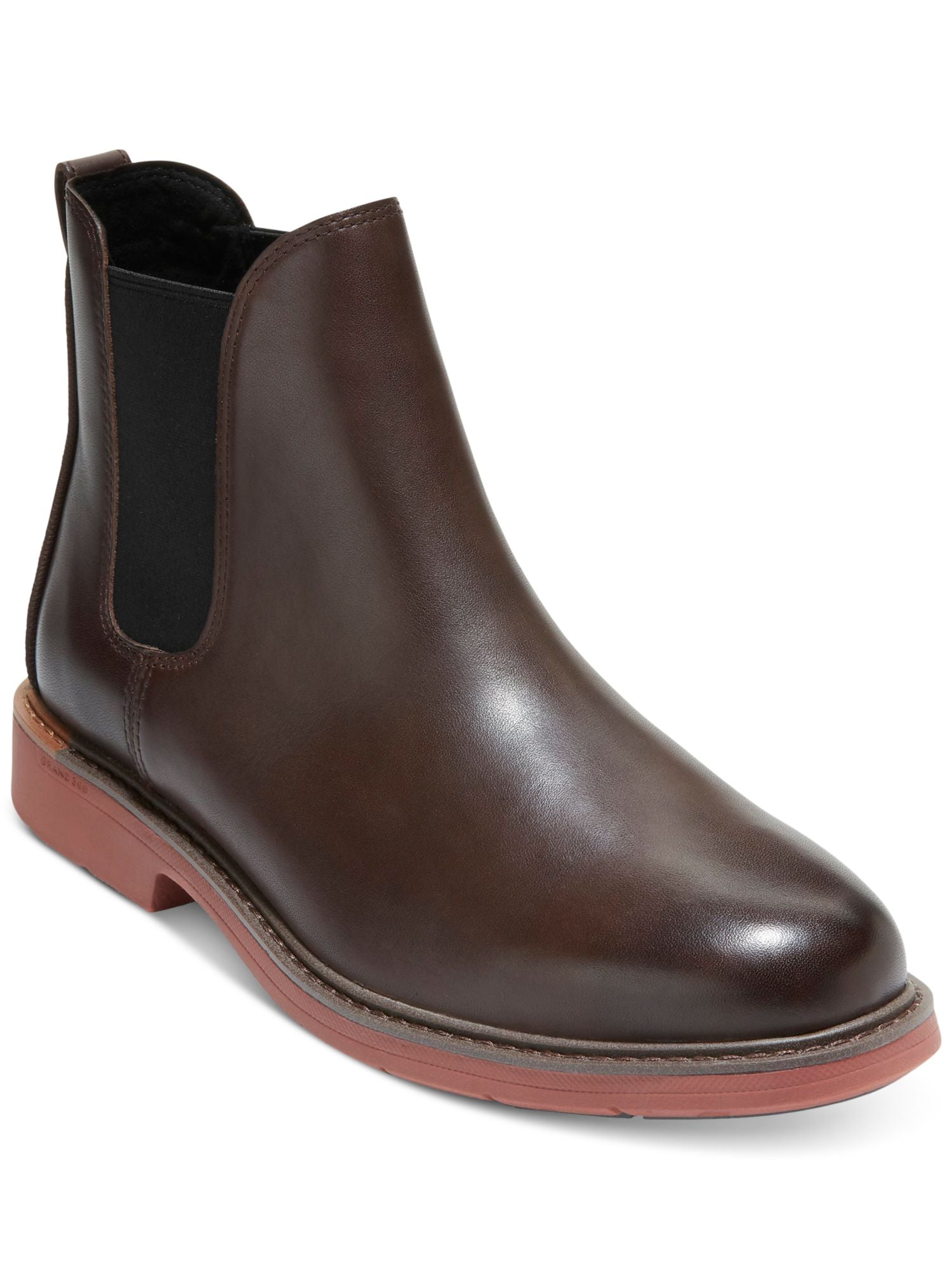 THE MENS STORE Mens Brown Back Pull-Tab Toe Block Heel Leather Chelsea 11.5 VINCE CAMUTO Mens Brown Lug Sole Pull Tab Goring Cushioned  main image 2