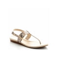 thumbnail image 1 of COLE HAAN Womens Beige Snakeskin Slip-Resistant T-Strap Breathable Buckle Accent Cushioned Francine Round Toe Wedge Buckle Leather Slingback Sandal 8 B, 1 of 3