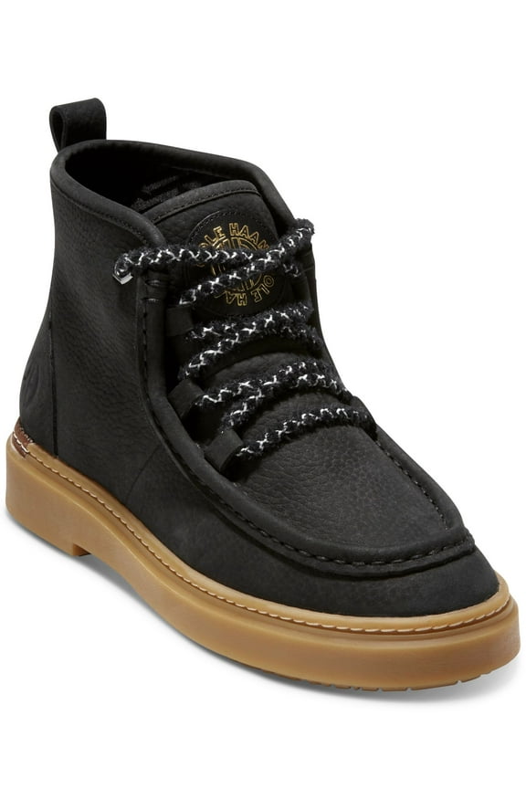 Womens Black Back Pull-Tab Arch Support Cushioned All Day Summit Round Toe Block Heel Lace-Up Leather Chukka Boots 7.5 B