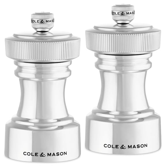 Cole & Mason Hoxton Silver Plated Salt And Pepper Mill Gift Set 4"