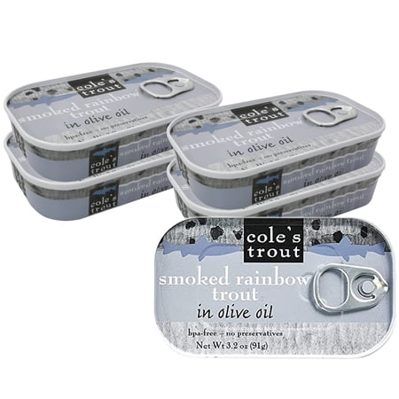 COLE'S CANNED SMOKED RAINBOW TROUT IN EXTRA VIRGIN OLIVE OIL ? Smoked Fish, Canned in Oil, Fish Fillet, High Protein - 3.2oz (5 Pack)