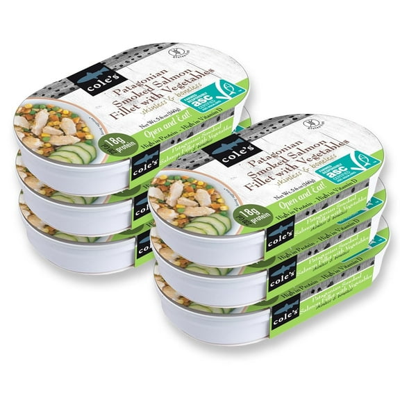 COLE´S PATAGONIAN SMOKED SALMON FILLET WITH VEGETABLES - OPEN & EAT MEAL (6 PACK)