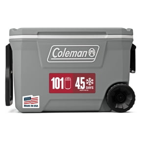 Open Box COLEMAN CLASSIC SERIES INSULATED ROLLING COOLER, 62-QUART - ROCK GREY
