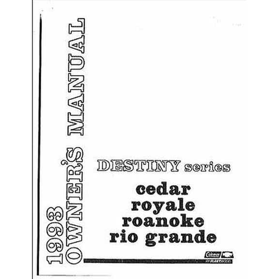 COLEMAN Popup Trailer Owners Manual-1993 Destiny Cedar Roanoke Rio Grande Royale REPRINT