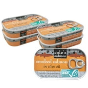 COLES CANNED SMOKED SALMON IN EXTRA VIRGIN OLIVE OIL - Canned Fish, High in Protein, Applewood Smoked, Preservative Free, Certified Sustainable Seafood, Hand-packed, Gluten-Free - 3.2 oz (5 Pack)