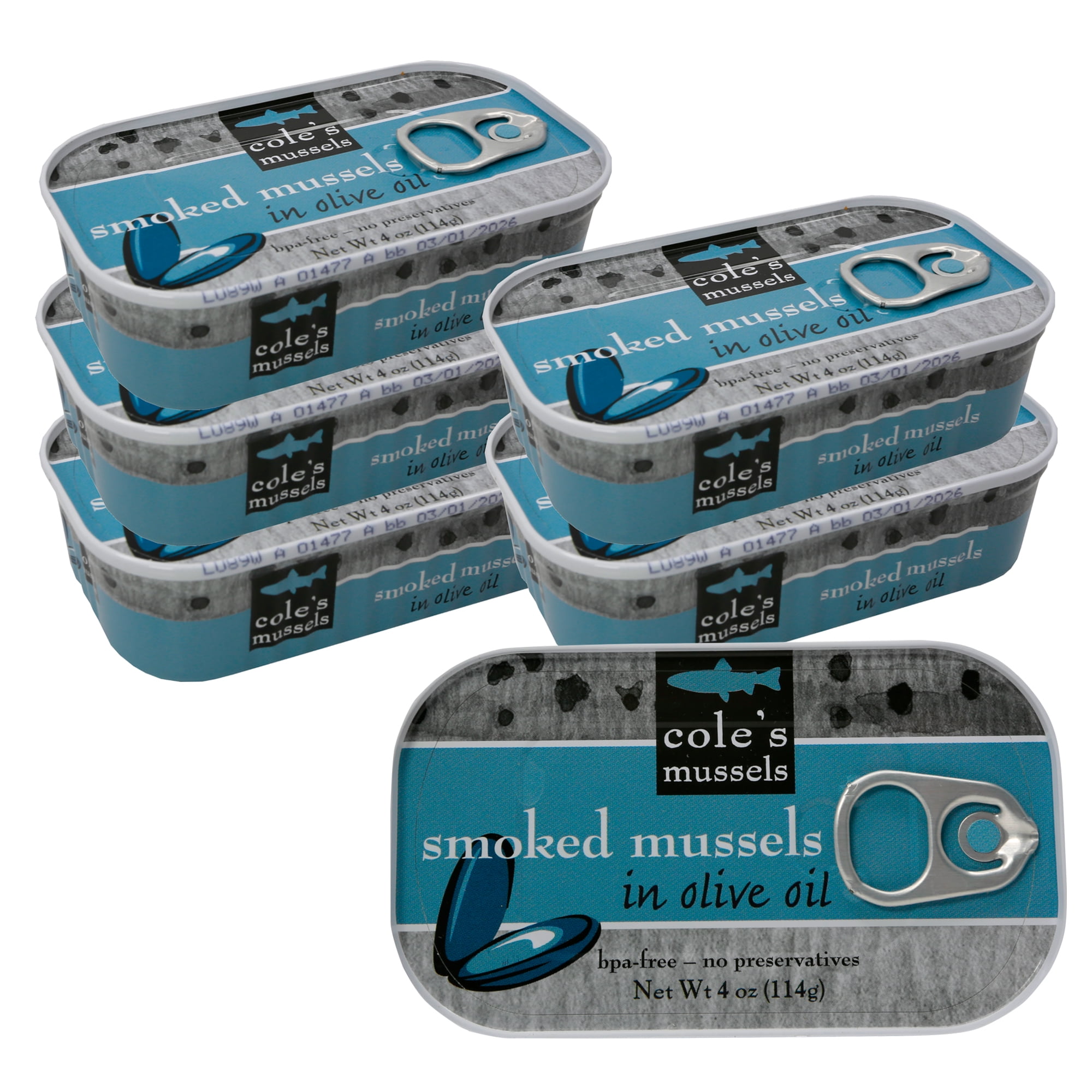 COLES SMOKED MUSSELS CANNED IN EXTRA VIRGIN OLIVE OIL Canned Mussels