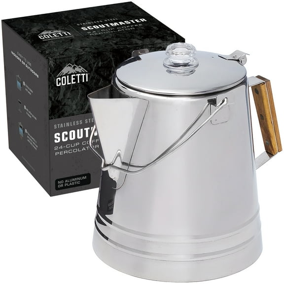 COLETTI Scoutmaster Coffee Percolator Camping - Campfire Coffee Pot - Camping Coffee Pot— The Ultimate Camping Coffee Maker [24 Cup]