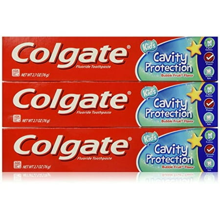 COLGATE Fluoride Toothpaste Cavity Protection For Kids Bubble Fruit 2.5/2.7 oz (3 packs)