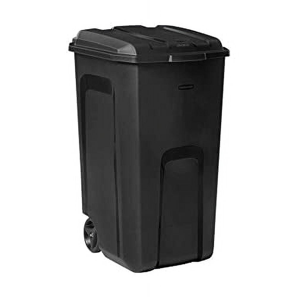 COLIBYOU 45 Gallon Plastic Trash Can with Lid, Black, 45 Gallon