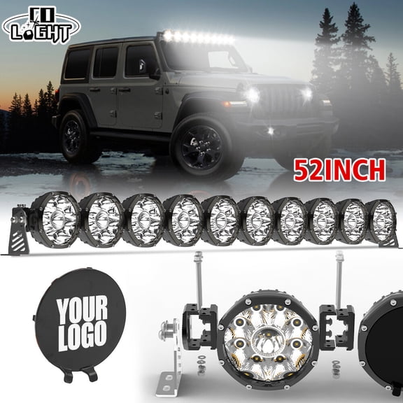 COLIGHT 5" 52" LED Round Driving 10 XL Linkable Light Roof Bar Pro For 4X4 SUV