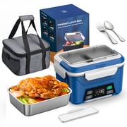COLIKES Cordless Heated Lunch Box for Men 5.5 Cups, Electric Battery Powered, Self Heating, Portable Food Warmer with Bag For Worker Adults, Blue