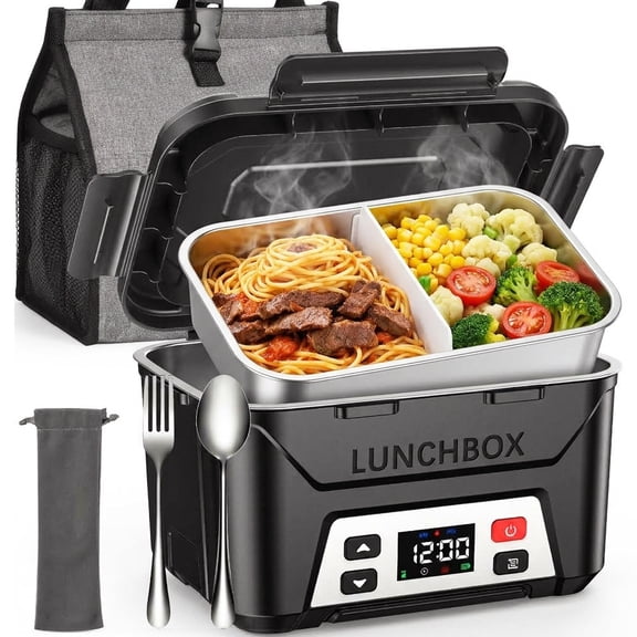 COLIKES Cordless Heated Lunch Box for Men 5.5 Cups, Electric Battery, Self Heating, Food Warmer, Dishwasher, Portable Carry Bag for Car Adults, Black