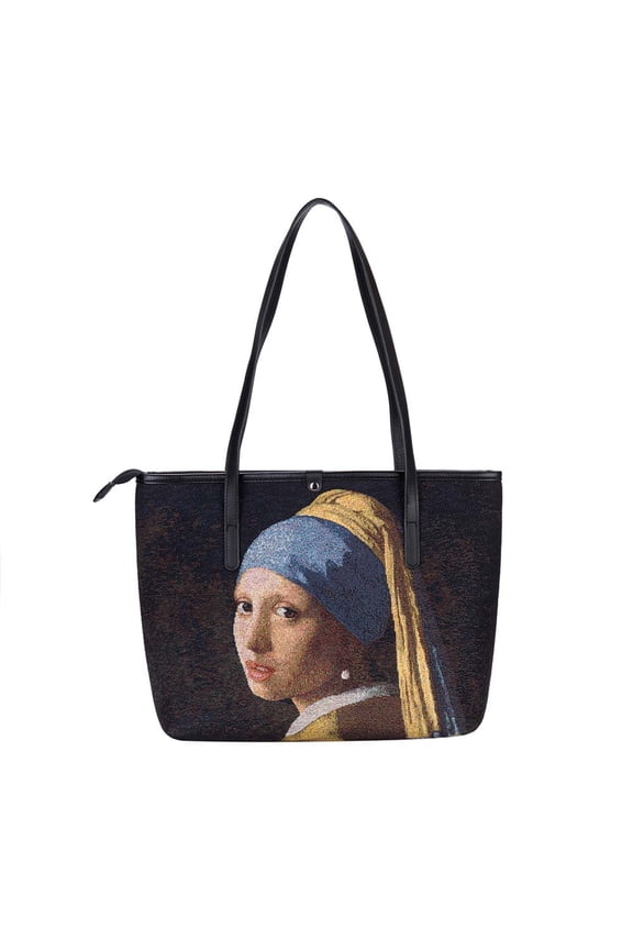 COLL-ART-JV-GIRL | Vermeer Girl with a Pearl Earring College/Shoulder Tote Bag