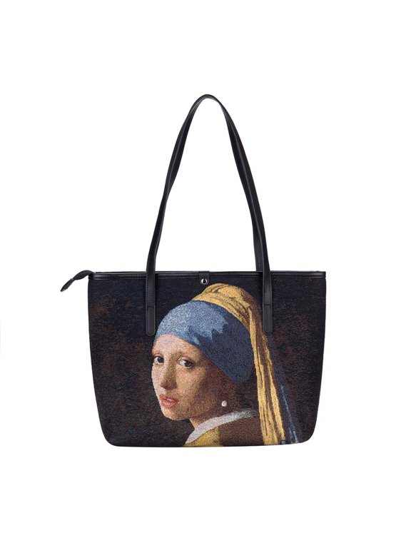 COLL-ART-JV-GIRL | Vermeer Girl with a Pearl Earring College/Shoulder Tote Bag
