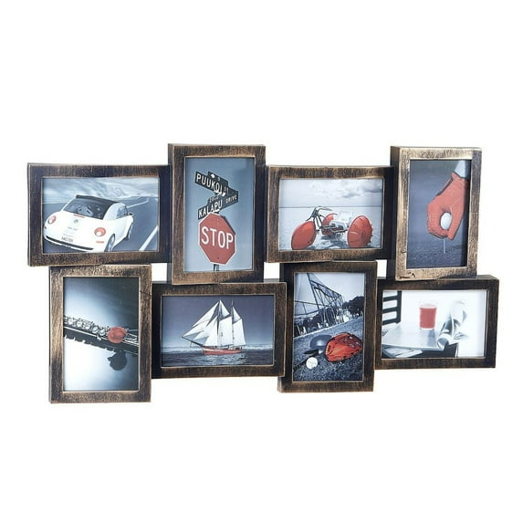 COLLAGE - 8 OPENINGS - antique copper - brushed - home decoration decor