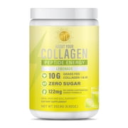 ABOUT YOUR COLLAGEN Peptide Energy Collagen Powder Hair, Nail, Skin, Type I & III,Caffeine for Energy, Vitamin C, Biotin, Hyaluronic Acid, Zero Sugar   8.92 oz Lemonade
