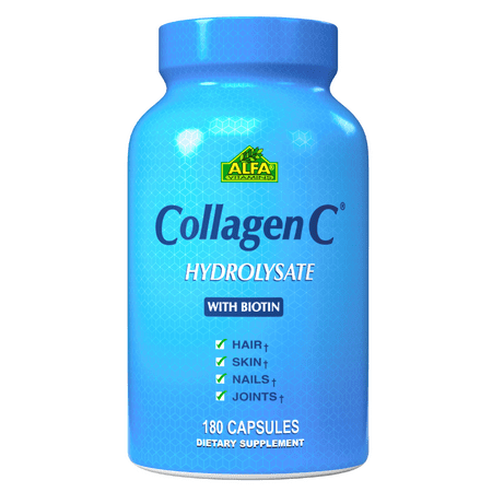 COLLAGENC HYDROLYSATE WITH BIOTIN FOR SKIN, HAIR, NAILS, & JOINTS by ALFA VITAMINS - 180 Capsules
