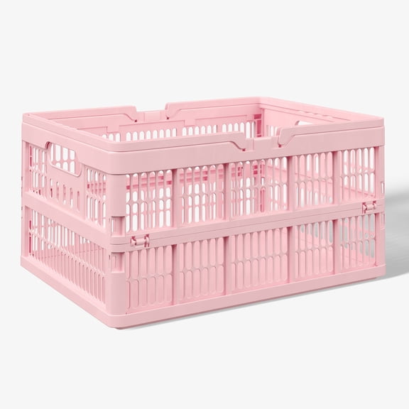 Mainstays Kids Large Pink Collapsible Storage Basket with Handles