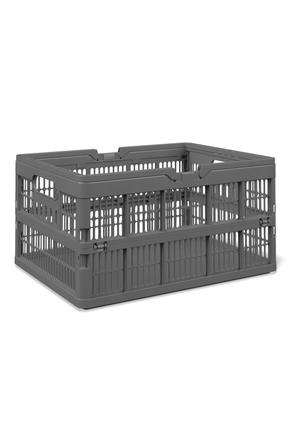 Large Gray Collapsible Storage Basket with Handles