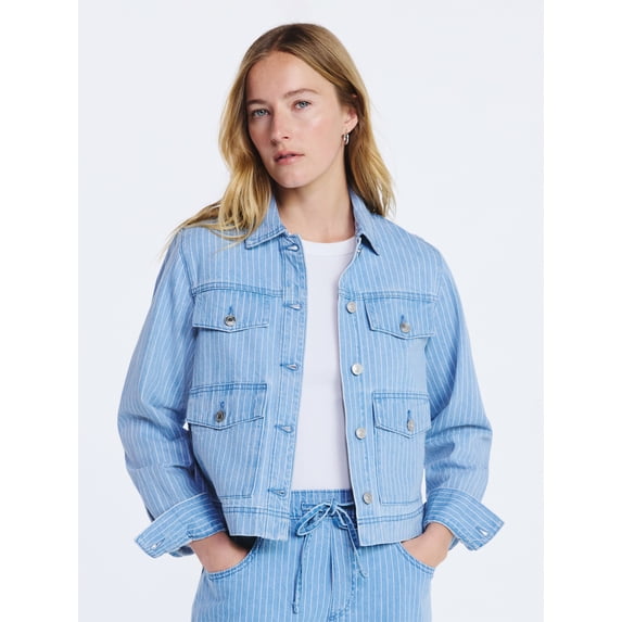 Free Assembly Women's Striped Denim Jacket, Sizes XS-XXL