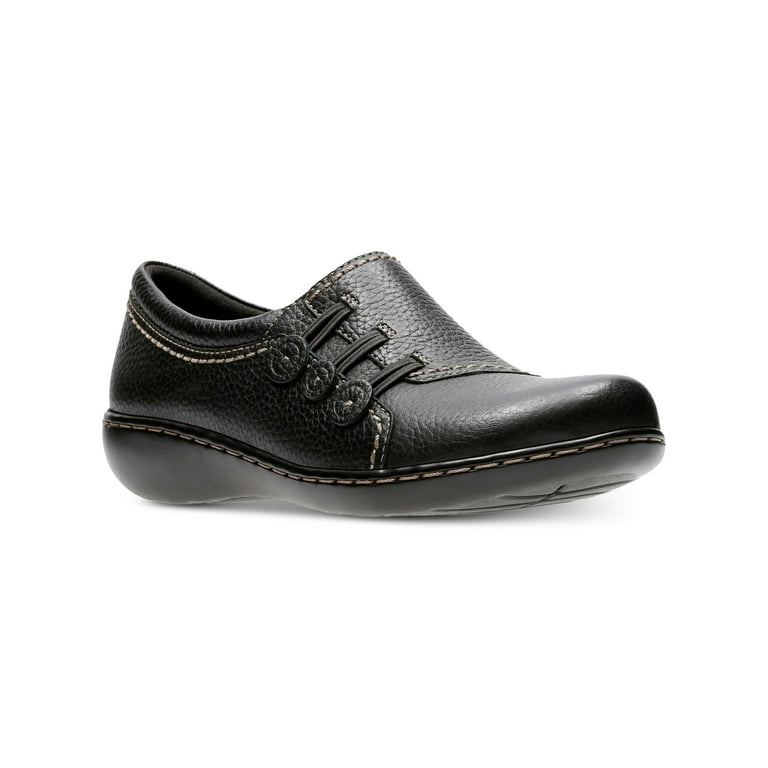 COLLECTION BY CLARKS Womens Black Button And Loop Accents