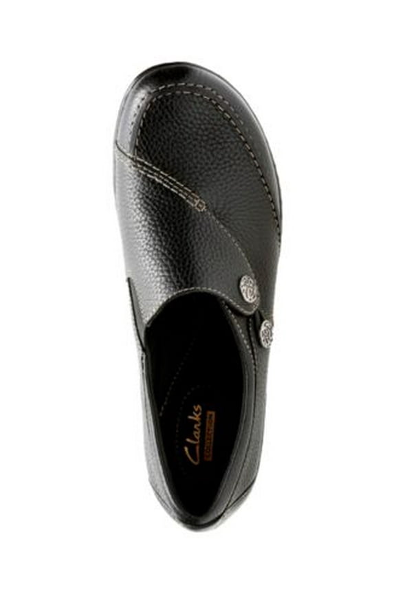 Womens Black Loop And Button Goring Cushioned Ashland Lane Q Round Toe Wedge Slip On Loafers 8 N