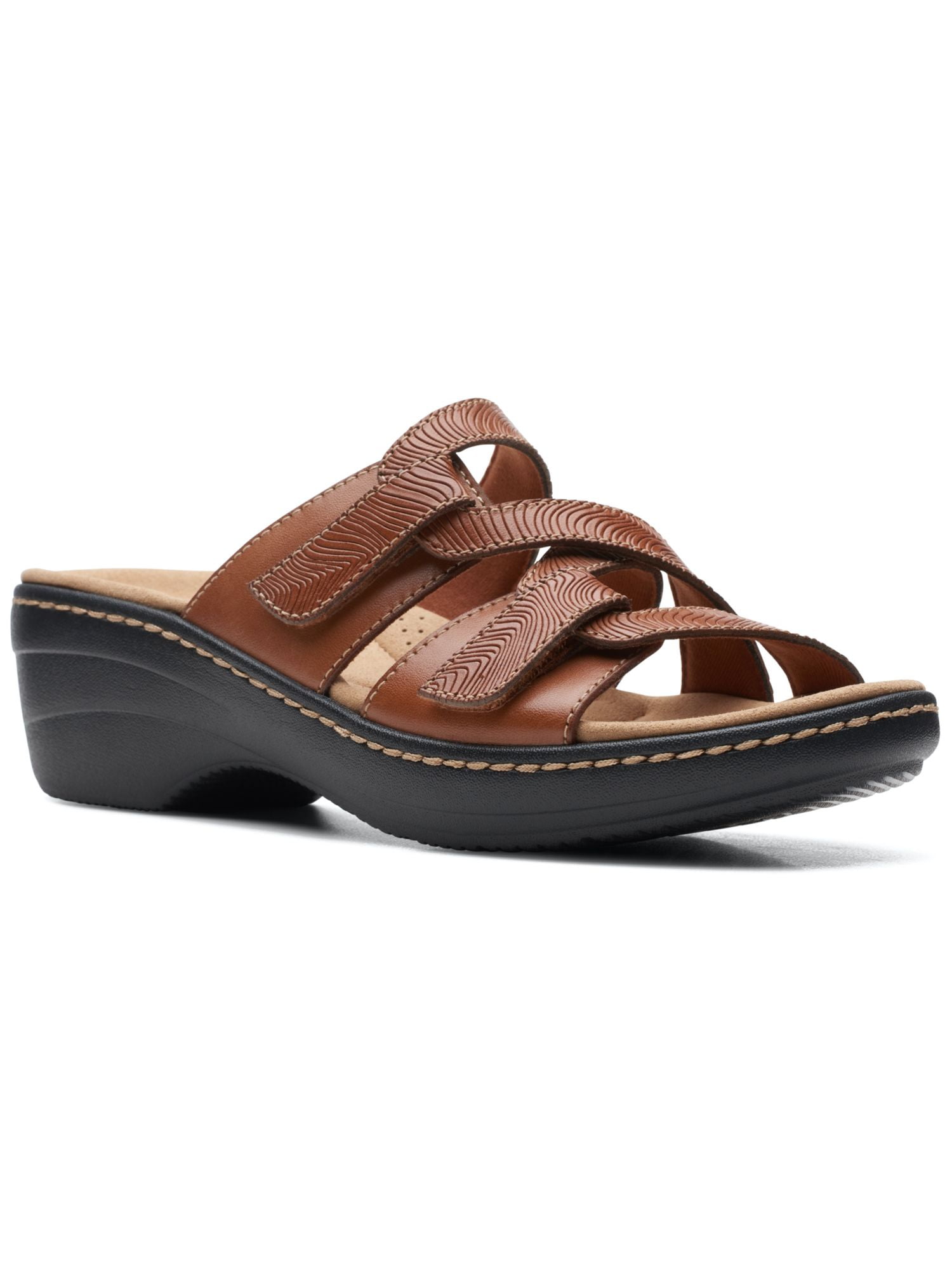 COLLECTION BY CLARKS Womens Brown Hook And Loop Crisscross Straps