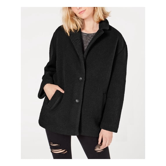 COLLECTIONB Womens Black Pocketed Button Down Winter Jacket Coat Juniors XS