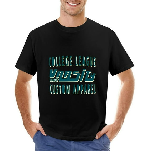 COLLEGE LEAGUE Men’s Graphic T-shirt Vintage Short Sleeve Sport Tee Black L