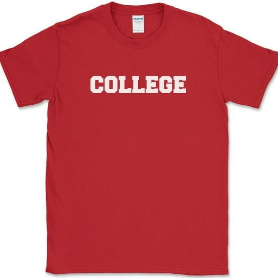 COLLEGE T-Shirt Funny Movie Party Frat House Bar Humor Text Tee - Red, S