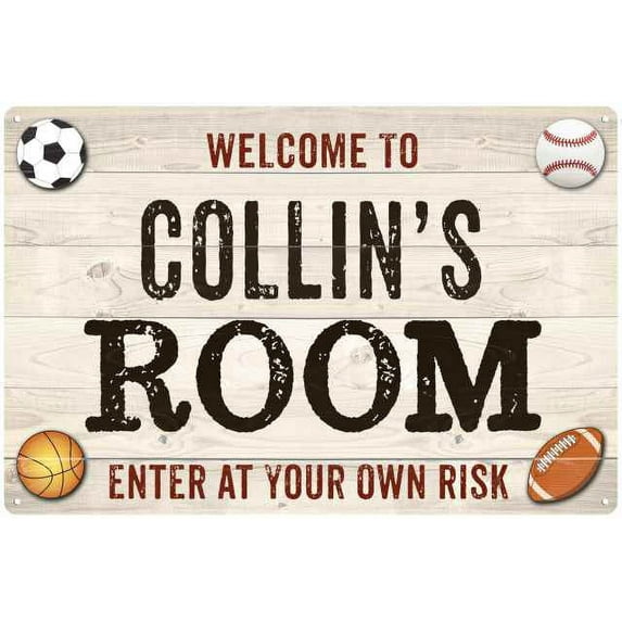 COLLIN'S Room Kids Bedroom Sign Boy's 8x12 Metal 208120090144