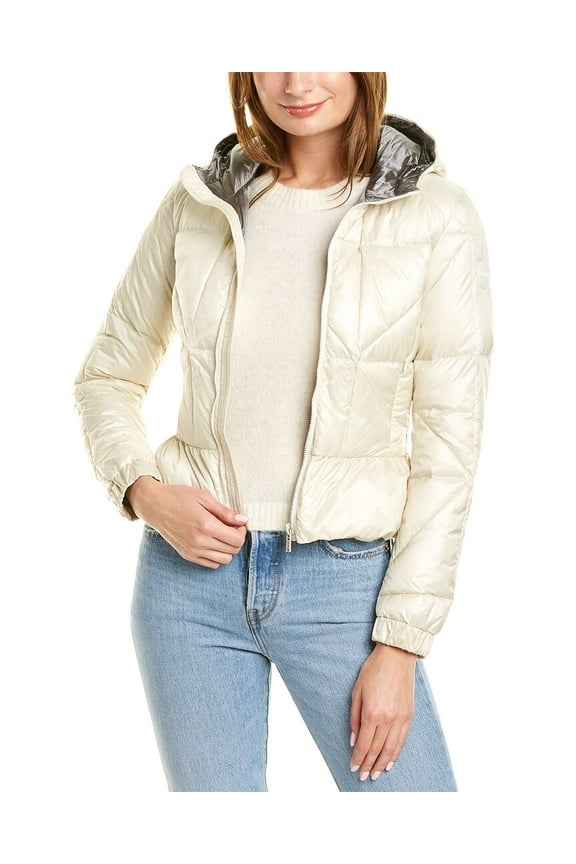 womens Padded Peplum Jacket, 50, White