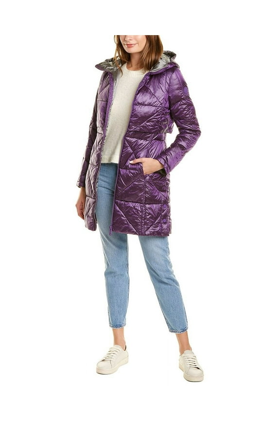 womens Quilted Storm Flap Jacket, 46, Purple