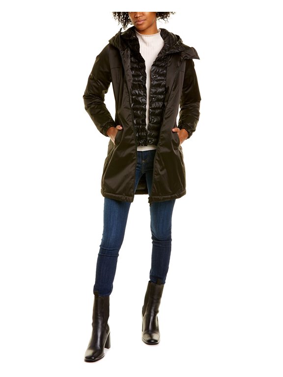 womens Three Layer Coat, 50, Black
