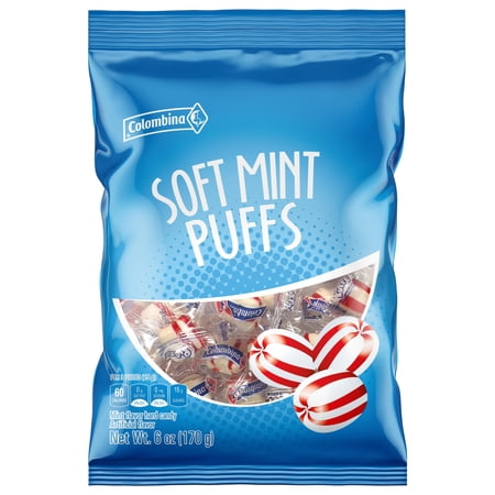 Colombina Soft Mint Puffs Allergen-Free Mint Candy 6 oz Bag - Refreshing Breath Freshener