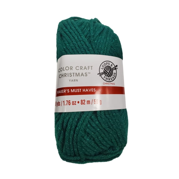 Green Sparkle Christmas Craft Yarn, 90 Yards