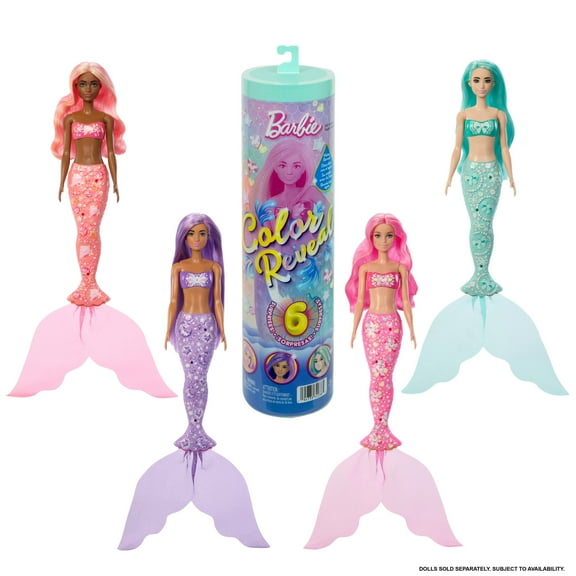 Barbie Color Reveal Mermaid Series Doll & Accessories with 6 Surprises (Styles May Vary)