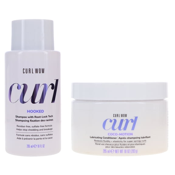 COLOR WOW Curl Wow Hooked Shampoo 10 oz & Coco-Motion Conditioner 10 oz Combo Pack