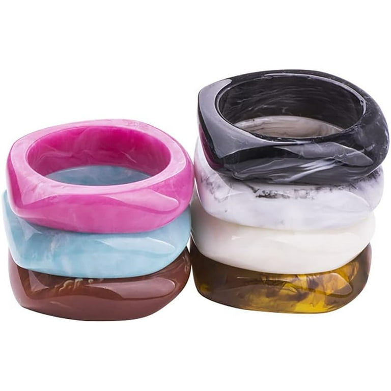 COLORFUL BLING Multiple Color Acrylic Resin Irregular Geometric Bangle Bracelet Tortoiseshell Acetate Mottled Wide Chunky Cuff Bangle for Women Wristband Jewelry Walmart